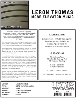 LEWIS 1065 LERON THOMAS More Elevator Music CD LP