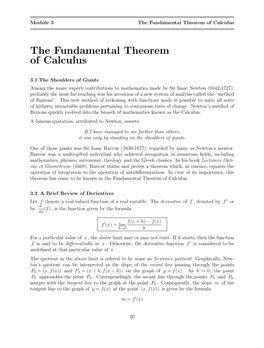 Module 3: the Fundamental Theorem of Calculus