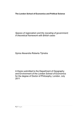 Spaces of Regionalism and the Rescaling of Government; a Theoretical Framework with British Cases