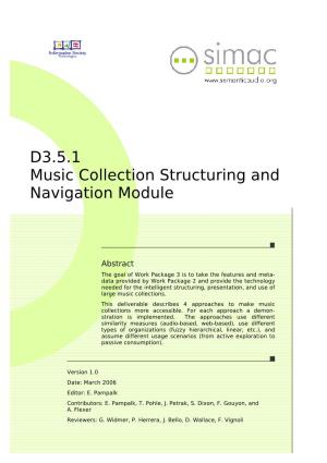 D3.5.1 Music Collection Structuring and Navigation Module