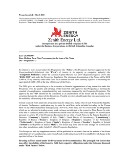 Prospectus Zenith Energy Ltd