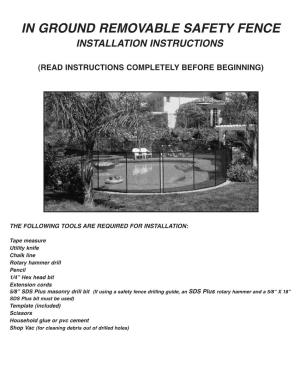 In Ground Removable Safety Fence Installation Instructions