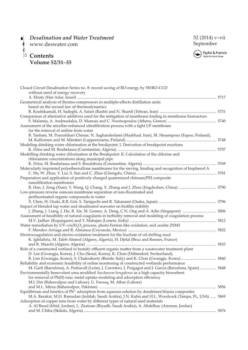 Contents Volume 52/31–33