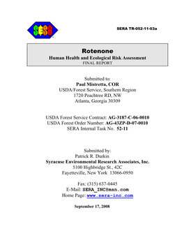 Rotenone Human Health and Ecological Risk Assessment FINAL REPORT
