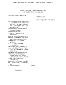 Internet Research Agency Indictment