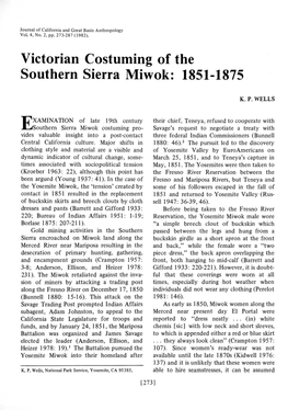 Victorian Costuming of the Southern Sierra Miwok: 1851-1875