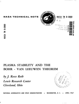 Plasma Stability and the Bohr - Van Leeuwen Theorem