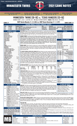 Twins Notes, 5-3 Vs