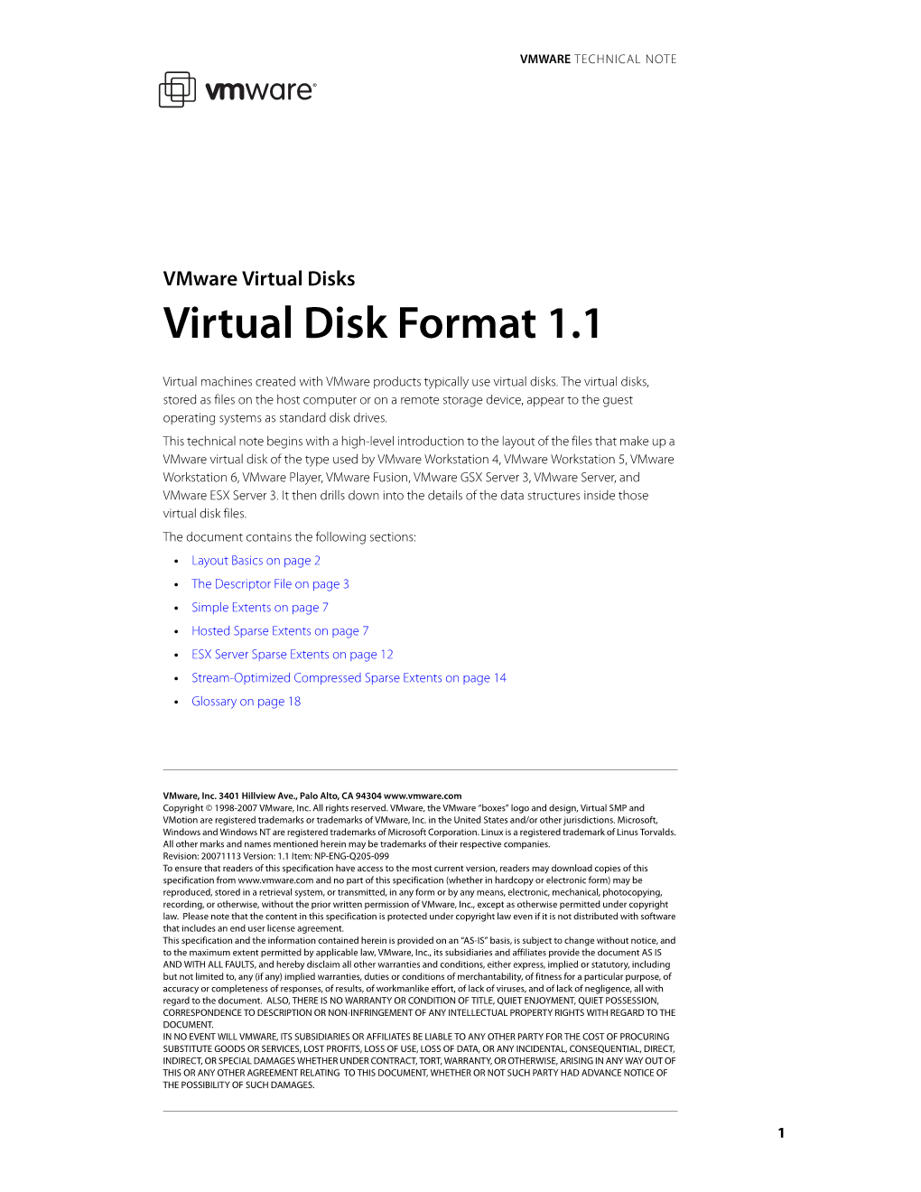 Vmware Virtual Disks: Virtual Disk Format