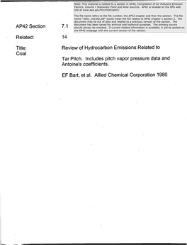 14 Title: Coal Review of Hydrocarbon Emissions Related to Tar Pitch