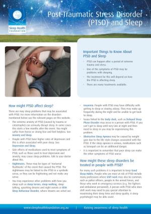 Post-Traumatic Stress Disorder (PTSD) and Sleep