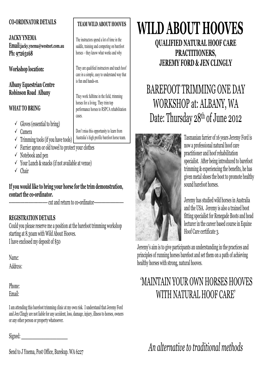 Hoofclinic Registration W a Hooves