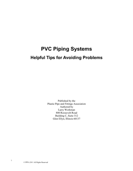 PVC Piping Systems Helpful Tips for Avoiding Problems