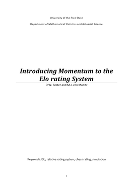 Introducing Momentum to the Elo Rating System D.W