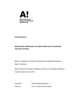 Aleksi Matikainen MIXED-ANION COMPOUNDS