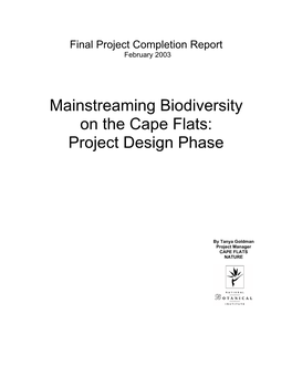 Mainstreaming Biodiversity on the Cape Flats: Project Design Phase