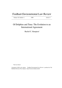 Of Dolphins and Tuna: the Evolution to an International Agreement