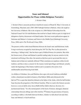 Isaac and Ishmael Opportunities for Peace Within Religious Narrative J