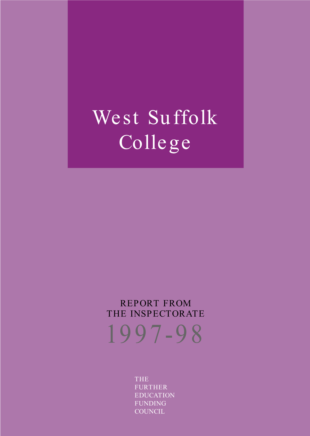 WEST SUFFOLK COLLEGE 24/2/98 3:50 Pm Page A