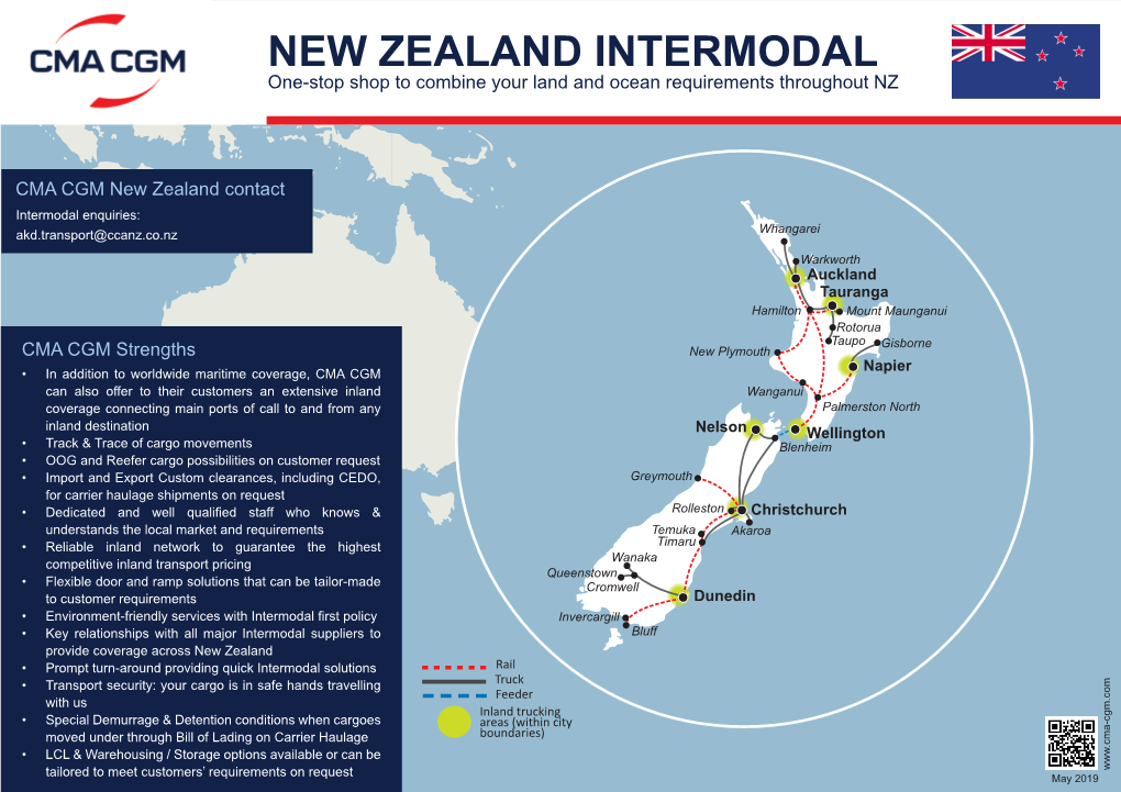 NEW ZEALAND INTERMODAL One-Stop Shop to Combine Your Land and Ocean Requirements Throughout NZ