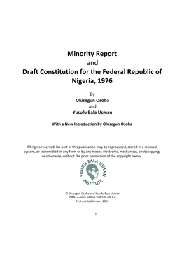 Minority Report and Draft Constitution for the Federal Republic of Nigeria, 1976