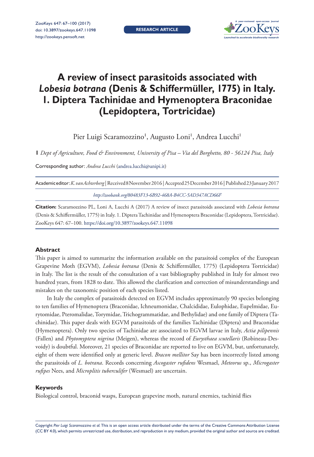 ﻿A Review of Insect Parasitoids Associated With