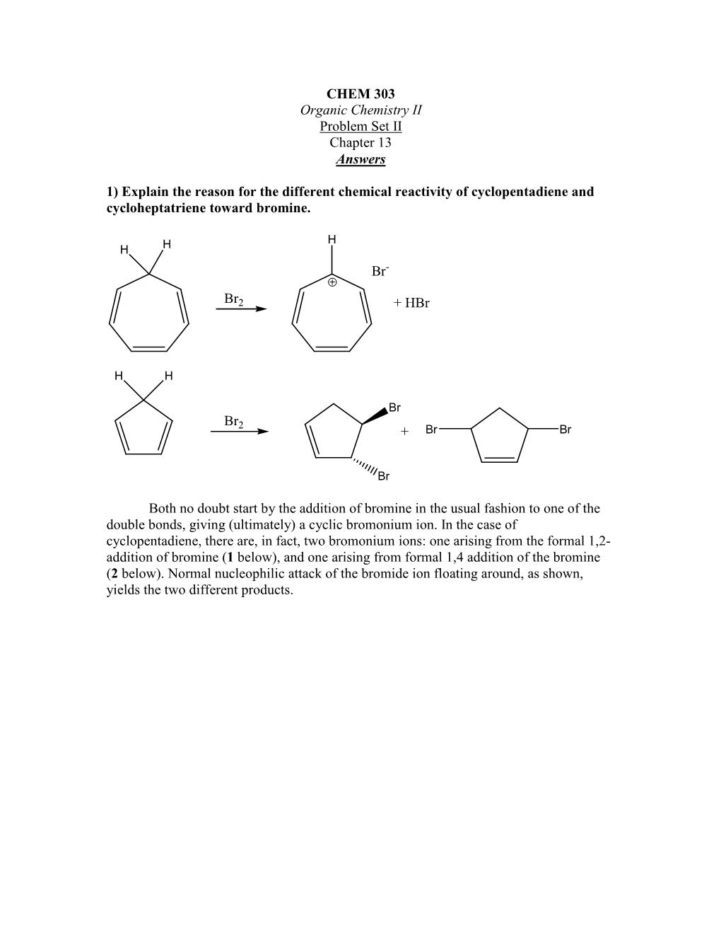 CHEM 303 Organic Chemistry II Problem Set II Chapter 13 Answers