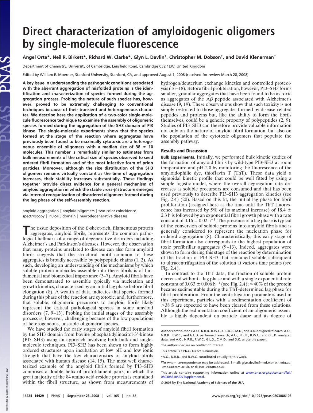 Direct Characterization of Amyloidogenic Oligomers by Single-Molecule Fluorescence