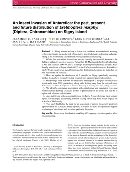 The Past, Present and Future Distribution of Eretmoptera Murphyi (Diptera, Chironomidae) on Signy Island