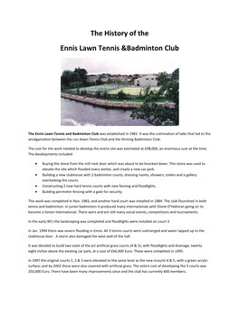 The History of the Ennis Lawn Tennis &Badminton Club