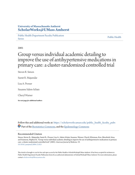 Group Versus Individual Academic Detailing to Improve the Use of Antihypertensive Medications in Primary Care: a Cluster-Randomized Controlled Trial Steven R