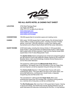 Rio All-Suite Hotel & Casino Fact Sheet