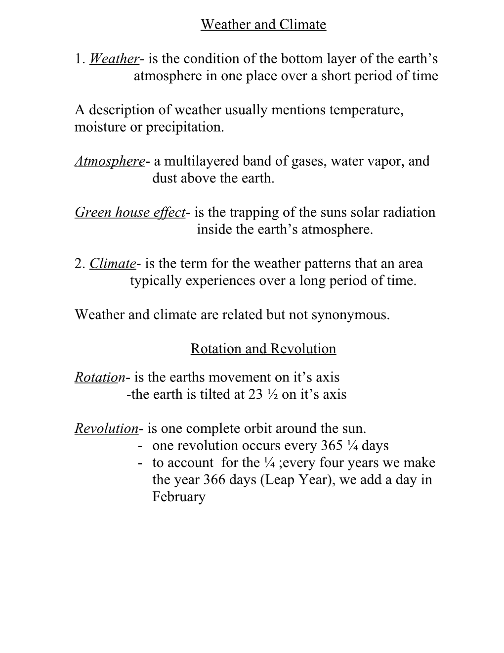 Weather and Climate s1