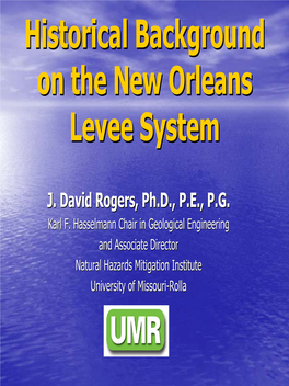 Historic Background on the New Orleans Levee System