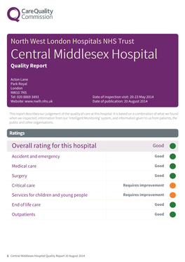 Central Middlesex Hospital Scheduled Report (Acutes Location Jul 2014)