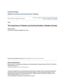 The Importance of Botany and Archival Studies in Modern Society