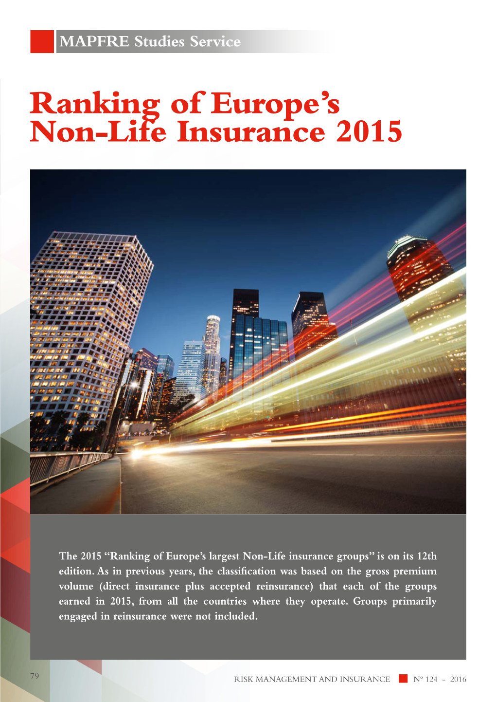 Ranking of Europe's Non-Life Insurance 2015