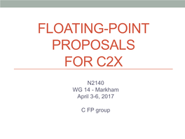 Floating-Point Proposals for C2x