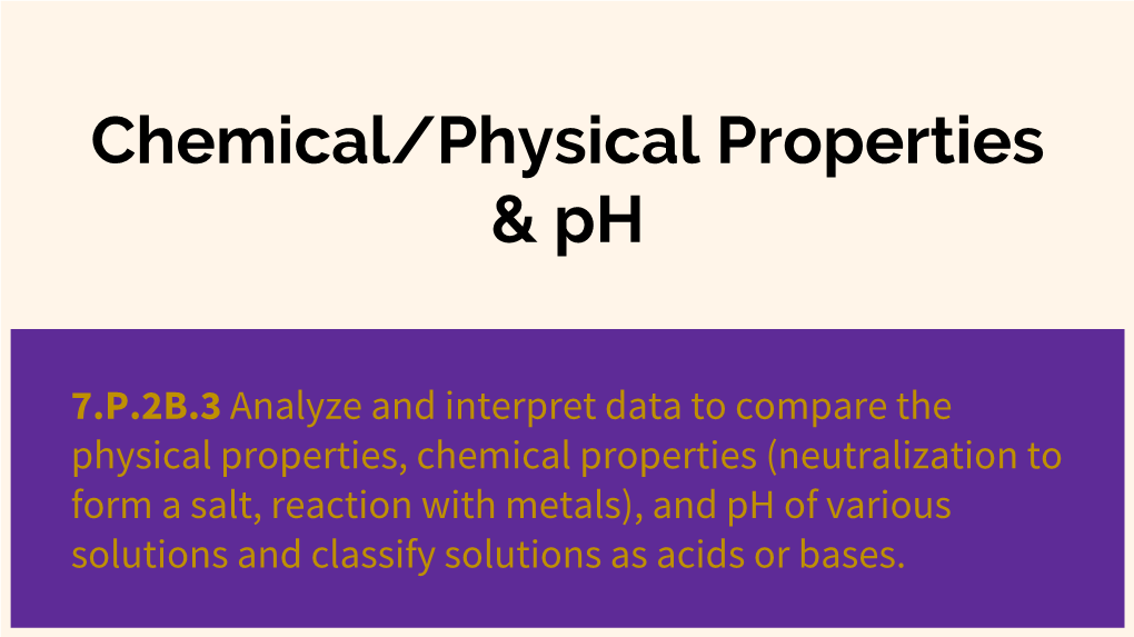 Chemical/Physical Properties & Ph