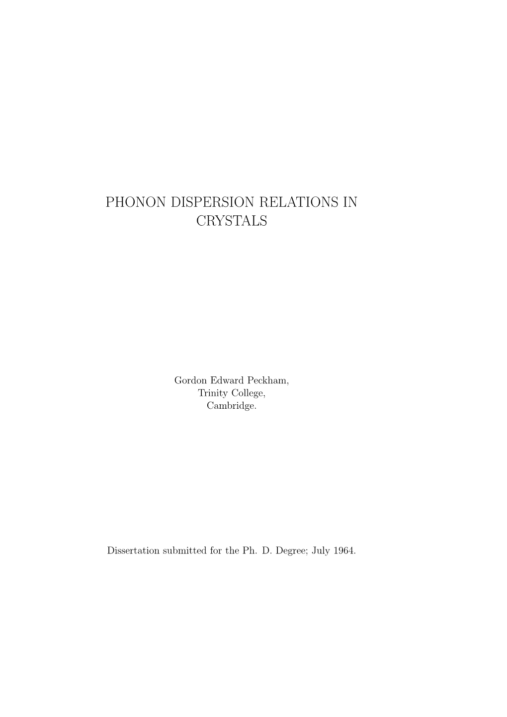 Phonon Dispersion Relations in Crystals