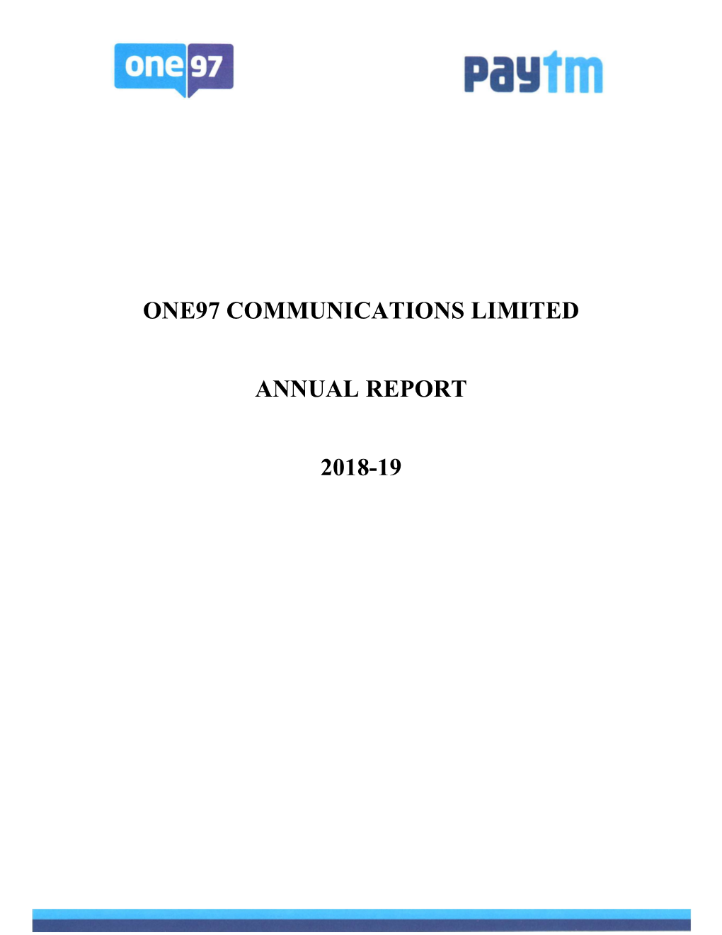 One97 Communications Limited Annual Report 2018-19