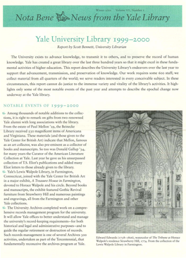 Nota Bene ~News from the Yale Library