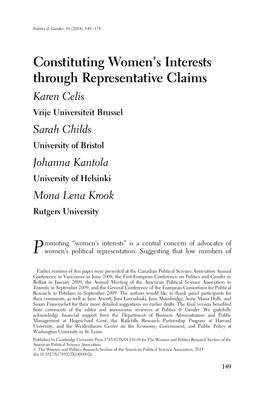 Constituting Women's Interests Through Representative Claims
