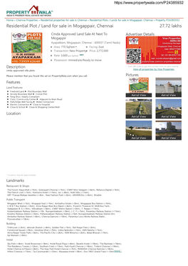 Residential Plot / Land for Sale in Mogappair, Chennai (P24385932)