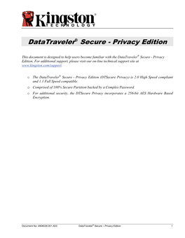 Dtsecure Privacy User Manual