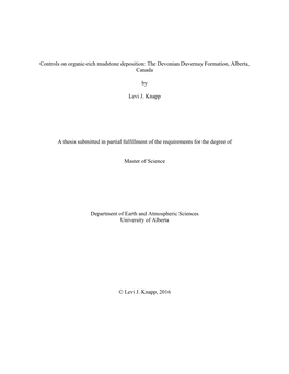 Controls on Organic-Rich Mudstone Deposition: the Devonian Duvernay Formation, Alberta, Canada