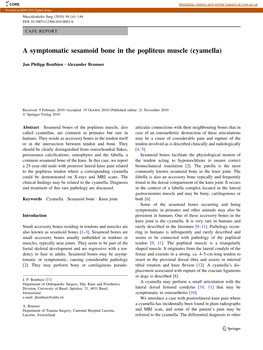 A Symptomatic Sesamoid Bone in the Popliteus Muscle (Cyamella)