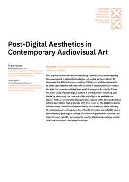 Post-Digital Aesthetics in Contemporary Audiovisual Art