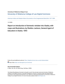 Report on Introduction of Domestic Reindeer Into Alaska, with Maps and Illustrations, by Sheldon Jackson, General Agent of Education in Alaska