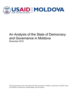 An Analysis of the State of Democracy and Governance in Moldova December 2012